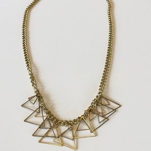 Unique Gold Tone Stacked Triangle Necklace